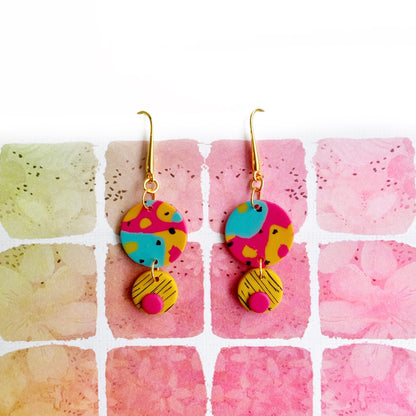 Colorful Circle Earrings with Hooks