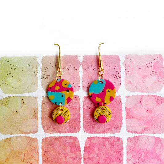 Colorful Circle Earrings with Hooks