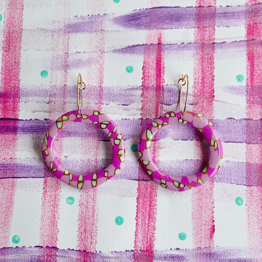 Pink Circle Hoop Earrings