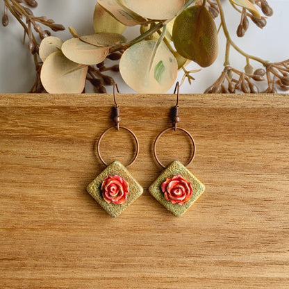 Vintage Roses Hook Earrings