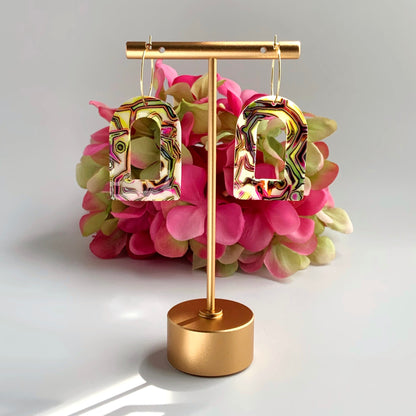 Mokume Gane Arch Hoop Earrings