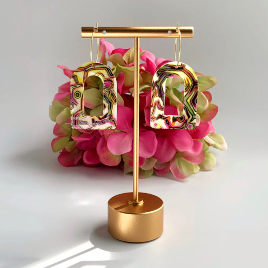 Mokume Gane Arch Hoop Earrings