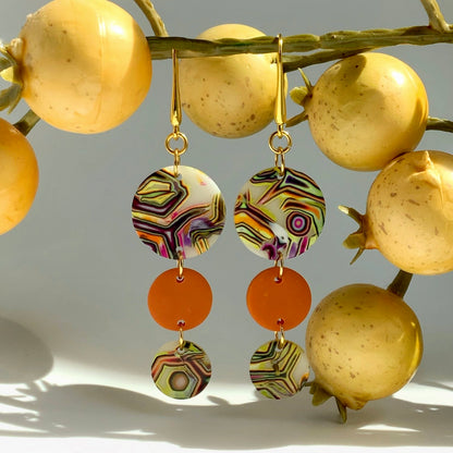 Mokume Gane Circle Earrings