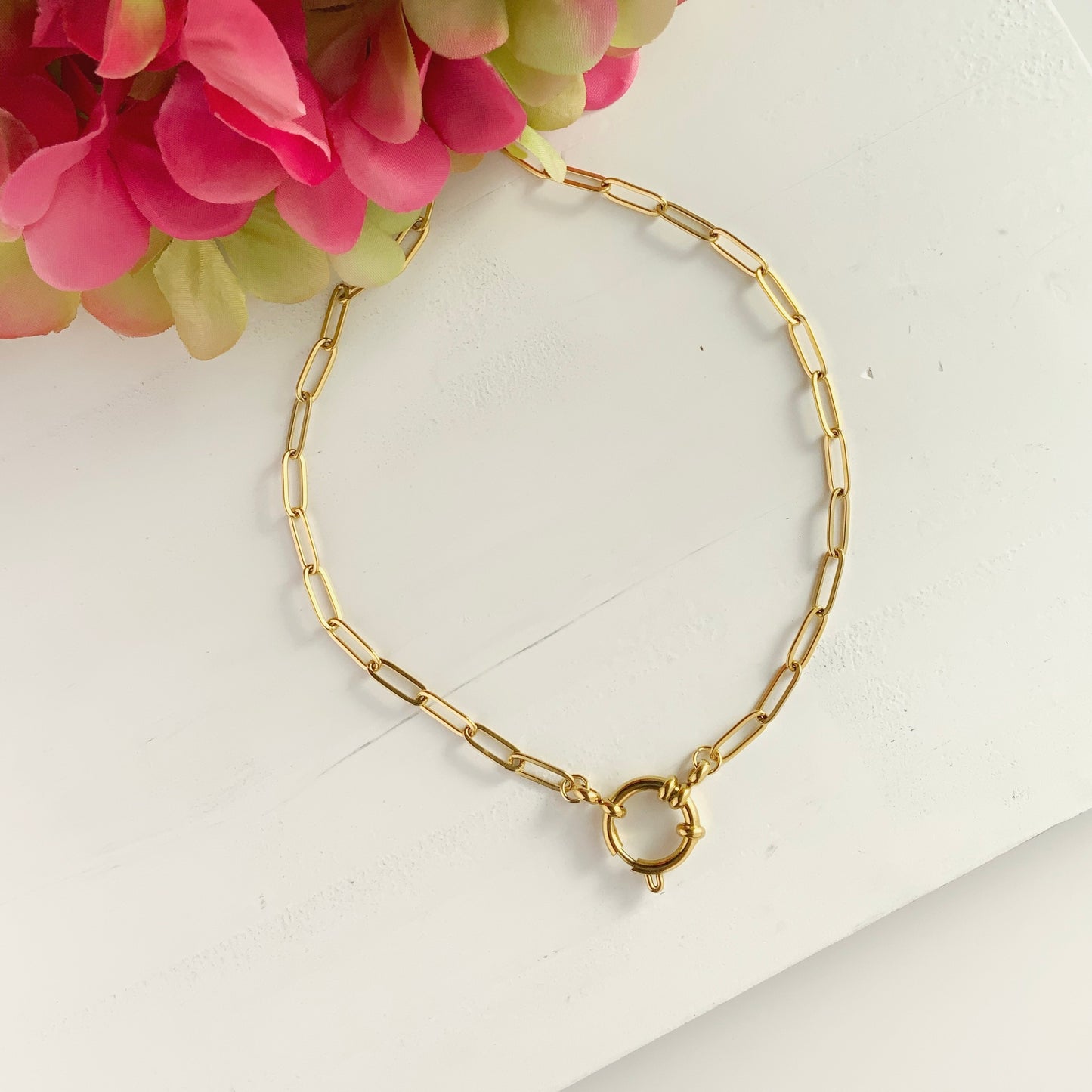 Paperclip Style Charm Holder Necklace