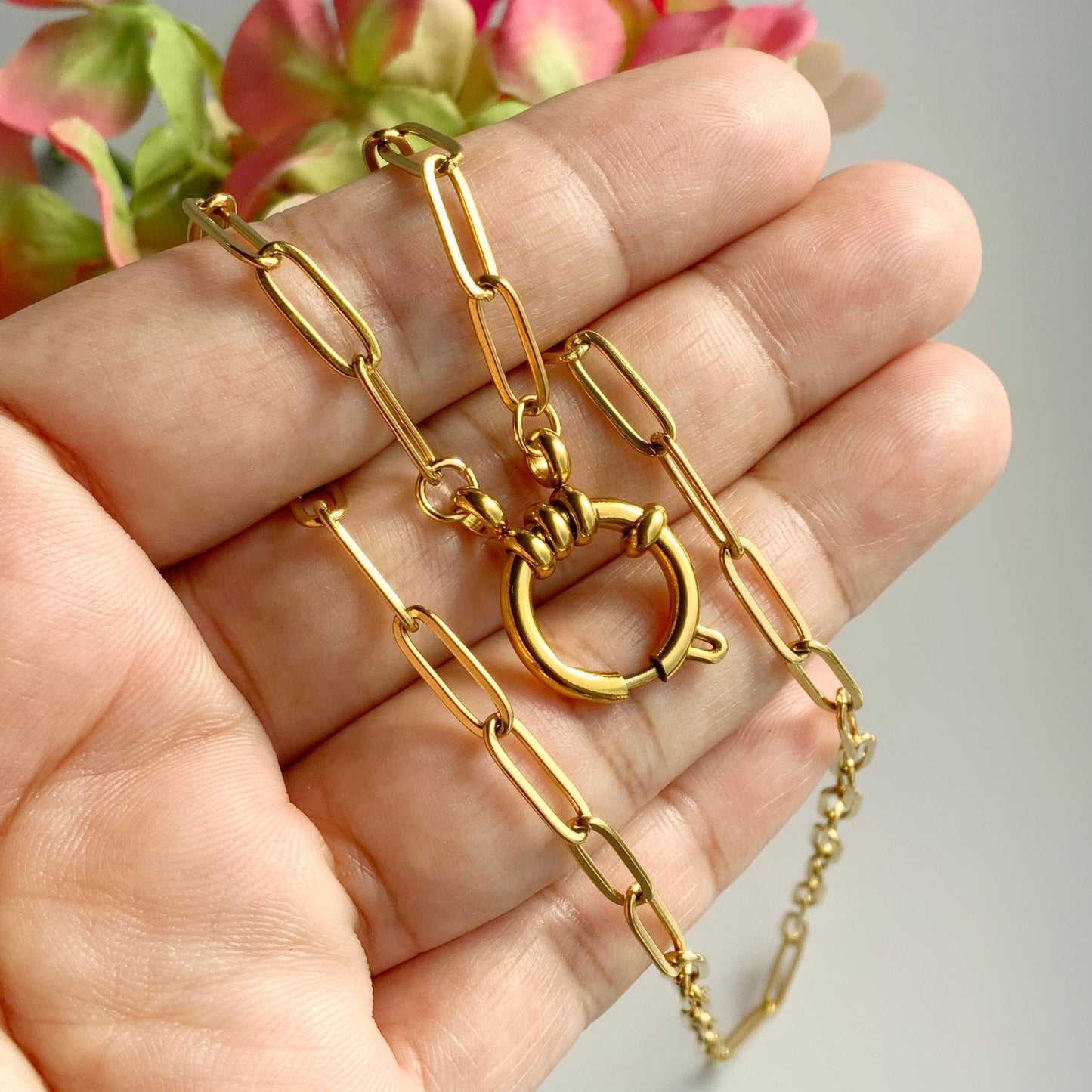 Paperclip Style Charm Holder Necklace