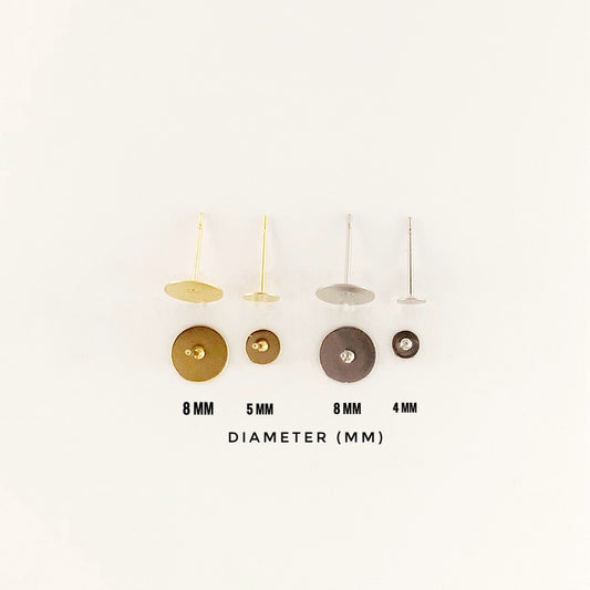 Stainless Steel Flat Pad Earring Posts | Jewelry Findings