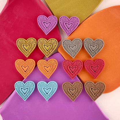 Hummingbird Hearts Stud Earrings – Handmade Polymer Clay Earrings | Small Colorful Lightweight Everyday Studs