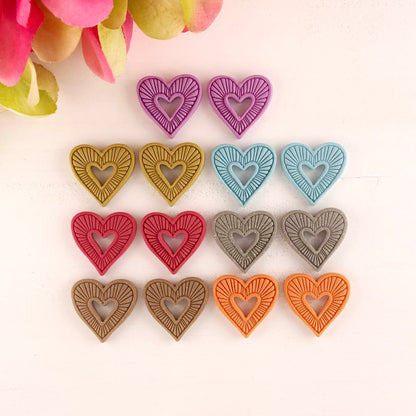 Hummingbird Hearts Stud Earrings – Handmade Polymer Clay Earrings | Small Colorful Lightweight Everyday Studs
