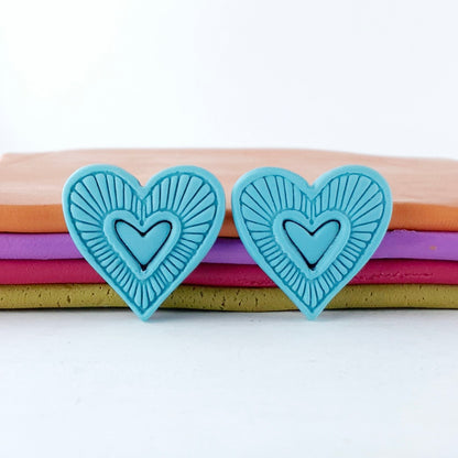 Hummingbird Hearts Stud Earrings – Handmade Polymer Clay Earrings | Small Colorful Lightweight Everyday Studs