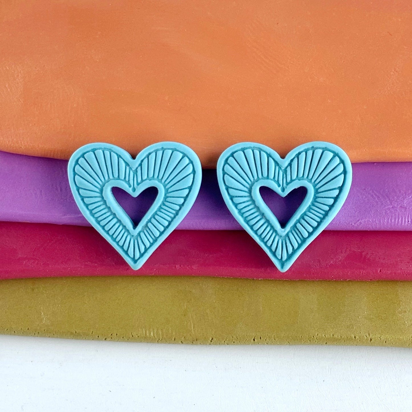 Hummingbird Hearts Stud Earrings – Handmade Polymer Clay Earrings | Small Colorful Lightweight Everyday Studs