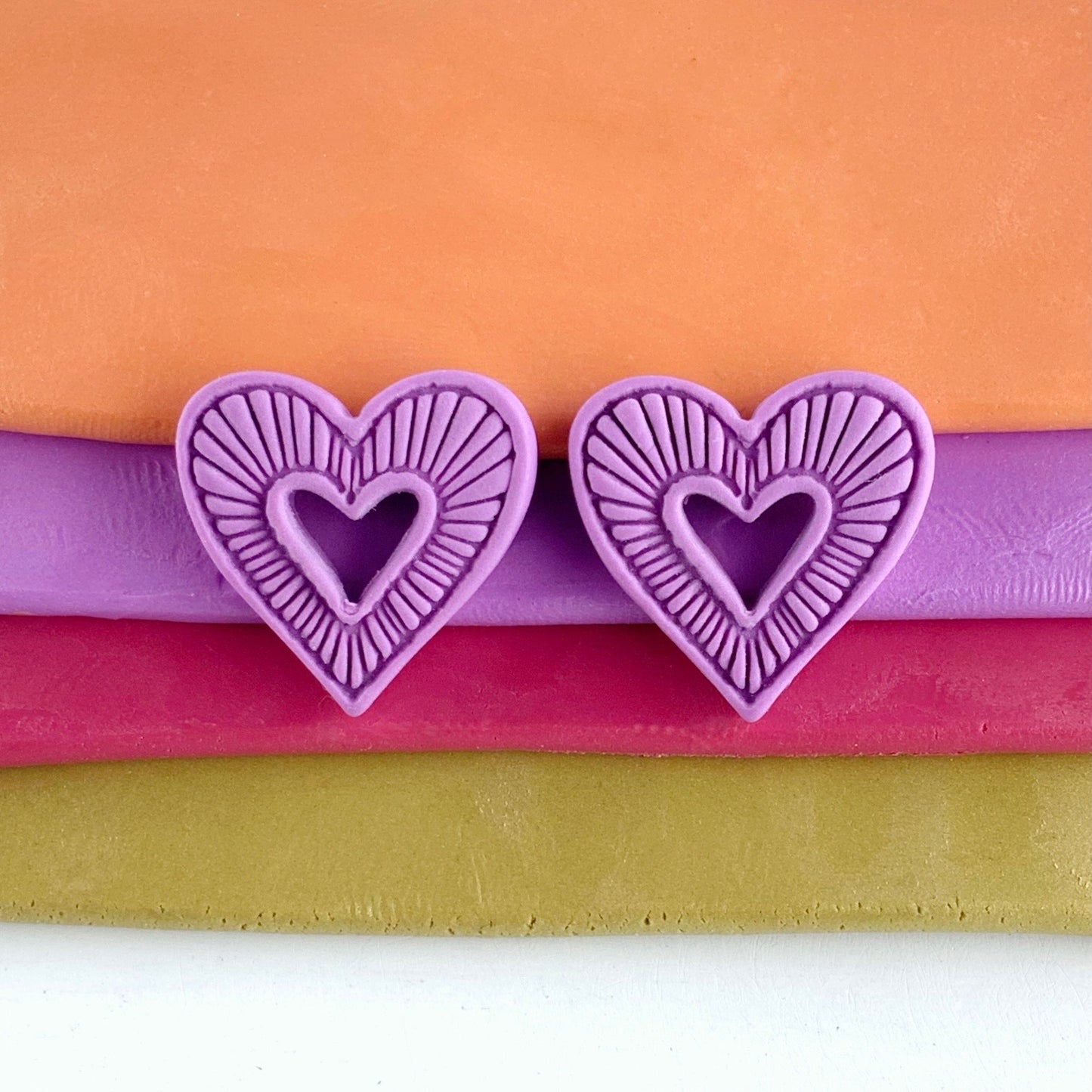 Hummingbird Hearts Stud Earrings – Handmade Polymer Clay Earrings | Small Colorful Lightweight Everyday Studs