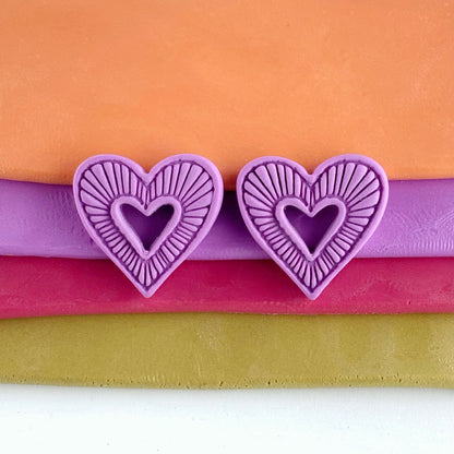 Hummingbird Hearts Stud Earrings – Handmade Polymer Clay Earrings | Small Colorful Lightweight Everyday Studs
