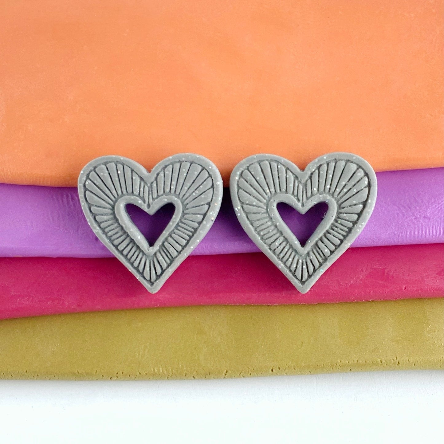 Hummingbird Hearts Stud Earrings – Handmade Polymer Clay Earrings | Small Colorful Lightweight Everyday Studs