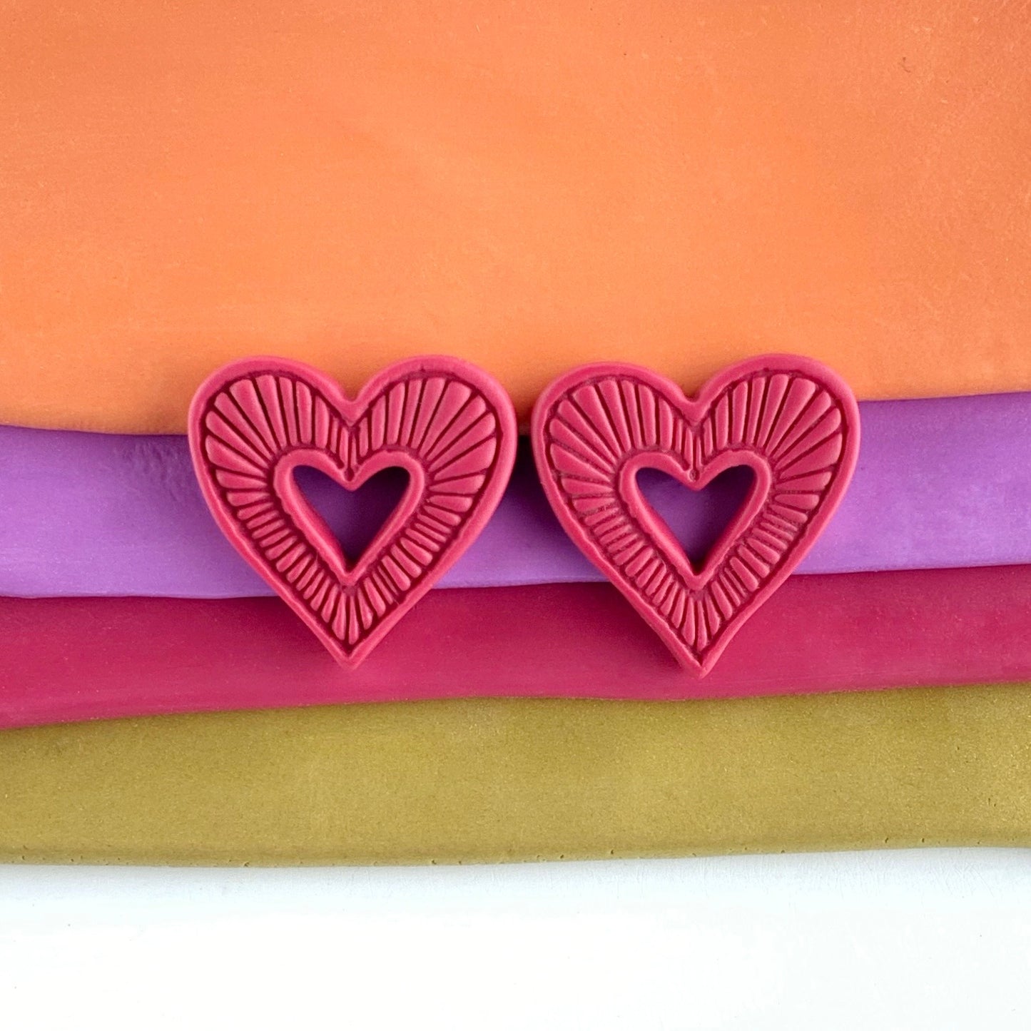 Hummingbird Hearts Stud Earrings – Handmade Polymer Clay Earrings | Small Colorful Lightweight Everyday Studs
