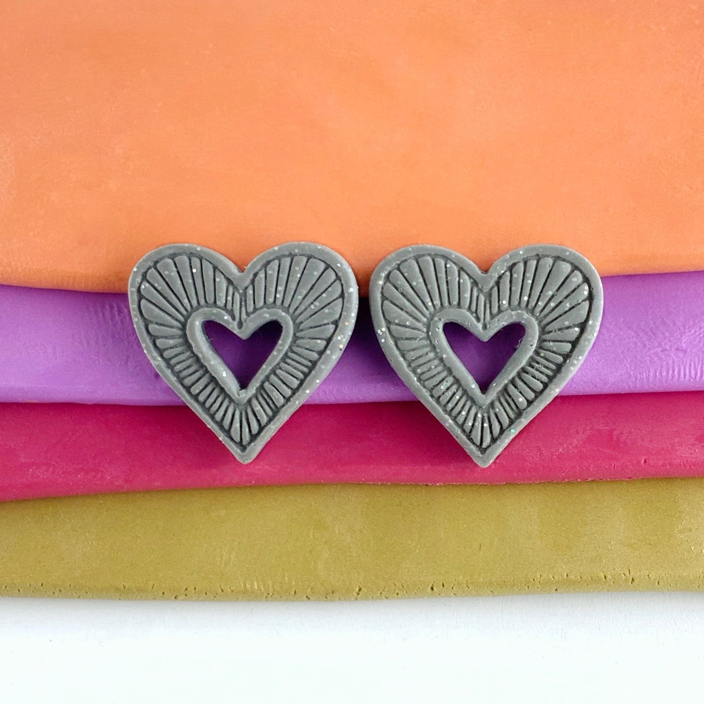 Hummingbird Hearts Stud Earrings – Handmade Polymer Clay Earrings | Small Colorful Lightweight Everyday Studs