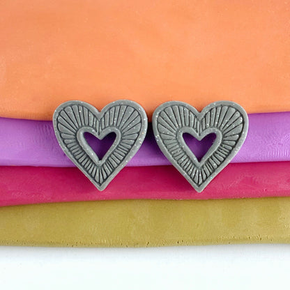 Hummingbird Hearts Stud Earrings – Handmade Polymer Clay Earrings | Small Colorful Lightweight Everyday Studs