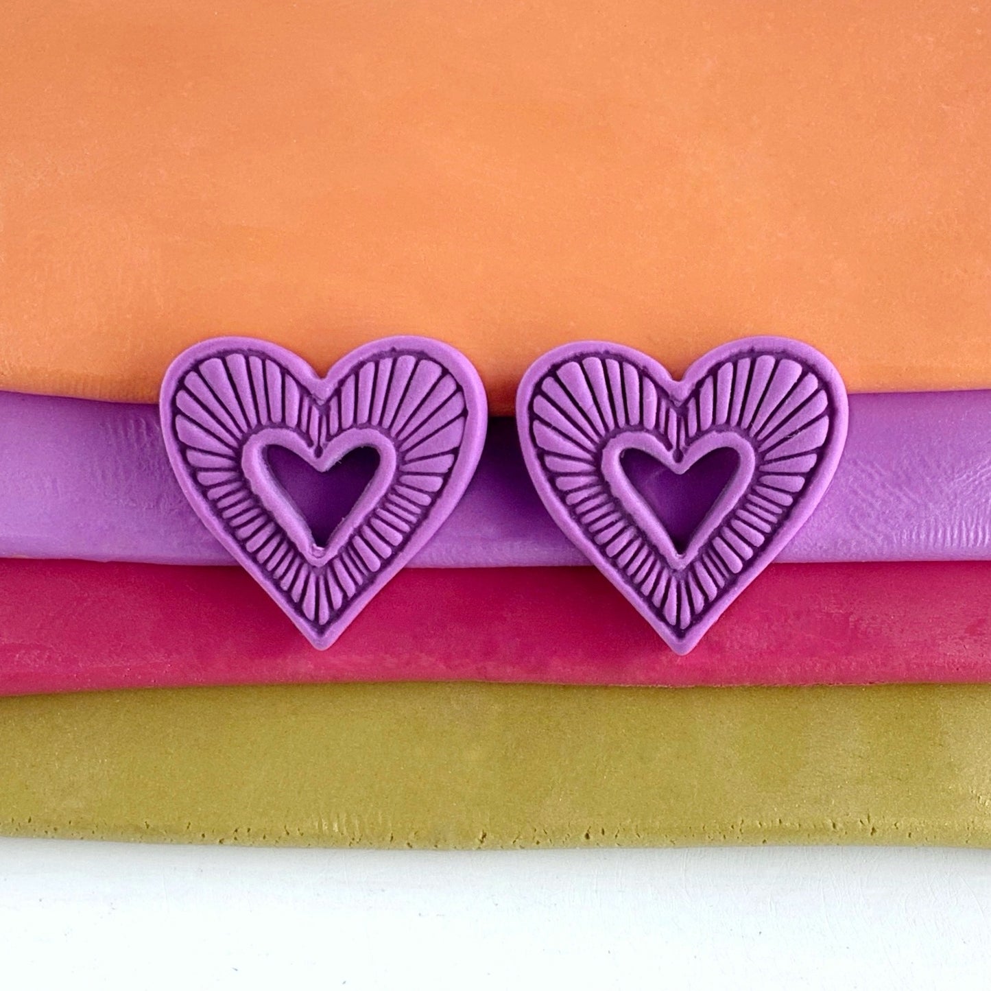 Hummingbird Hearts Stud Earrings – Handmade Polymer Clay Earrings | Small Colorful Lightweight Everyday Studs