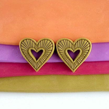 Hummingbird Hearts Stud Earrings – Handmade Polymer Clay Earrings | Small Colorful Lightweight Everyday Studs