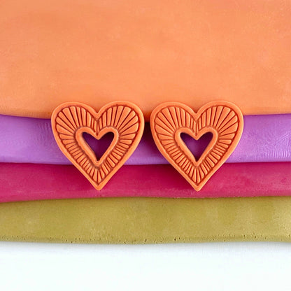 Hummingbird Hearts Stud Earrings – Handmade Polymer Clay Earrings | Small Colorful Lightweight Everyday Studs