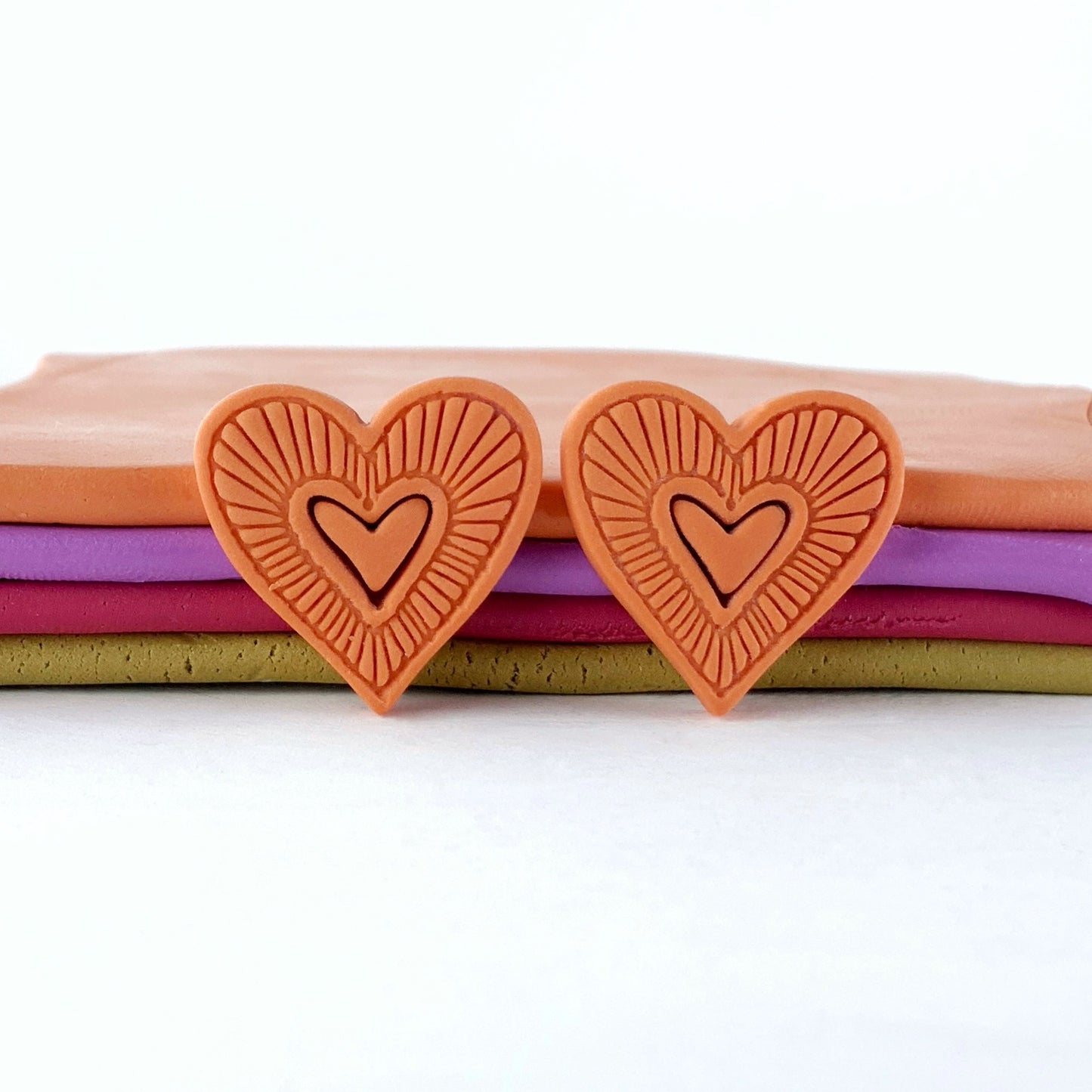 Hummingbird Hearts Stud Earrings – Handmade Polymer Clay Earrings | Small Colorful Lightweight Everyday Studs