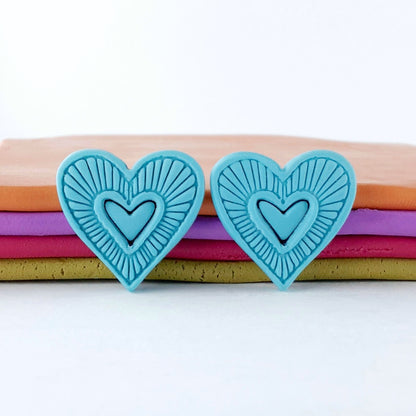 Hummingbird Hearts Stud Earrings – Handmade Polymer Clay Earrings | Small Colorful Lightweight Everyday Studs
