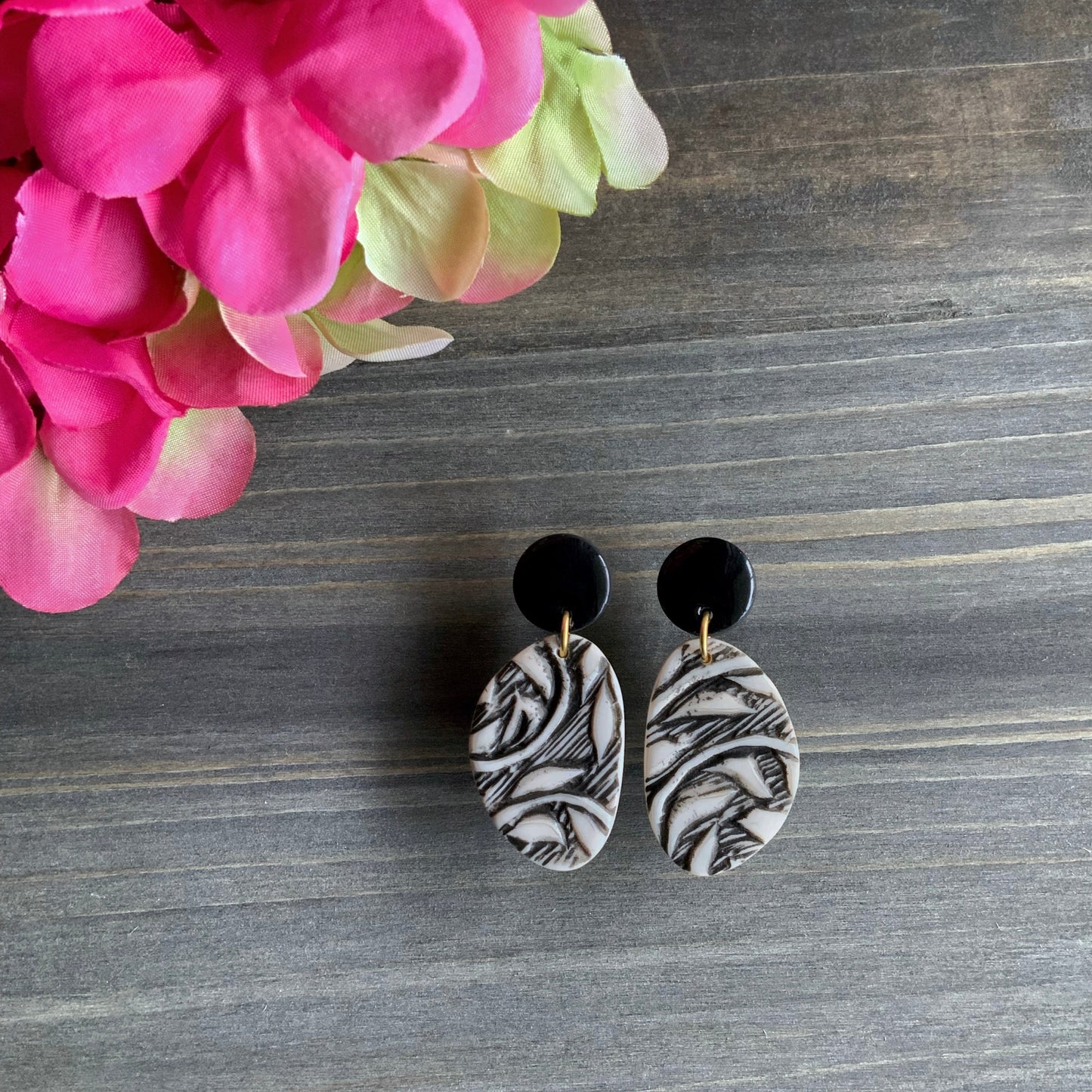 Ada: Textured Pebble Dangle Earrings