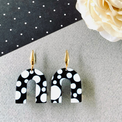 Polka Dot Arch Hook Earrings